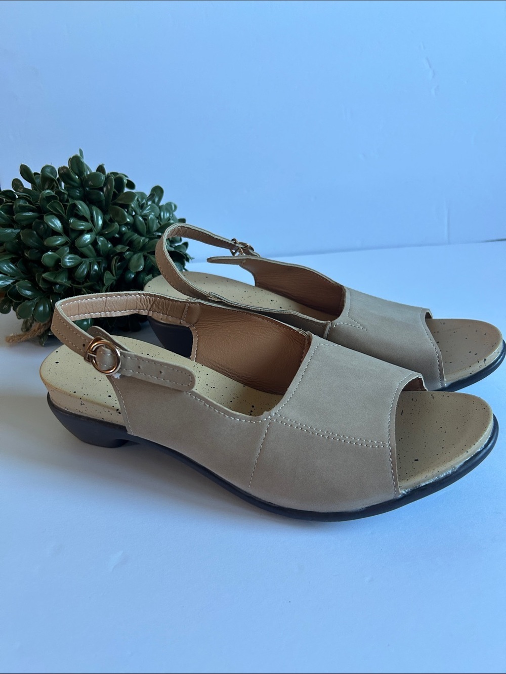 Comfort Beige Slingback Open-Toe Sandals